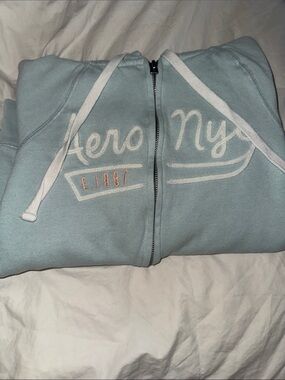 Aeropostale Pastel Blue Full-Zip Logo Hoodie